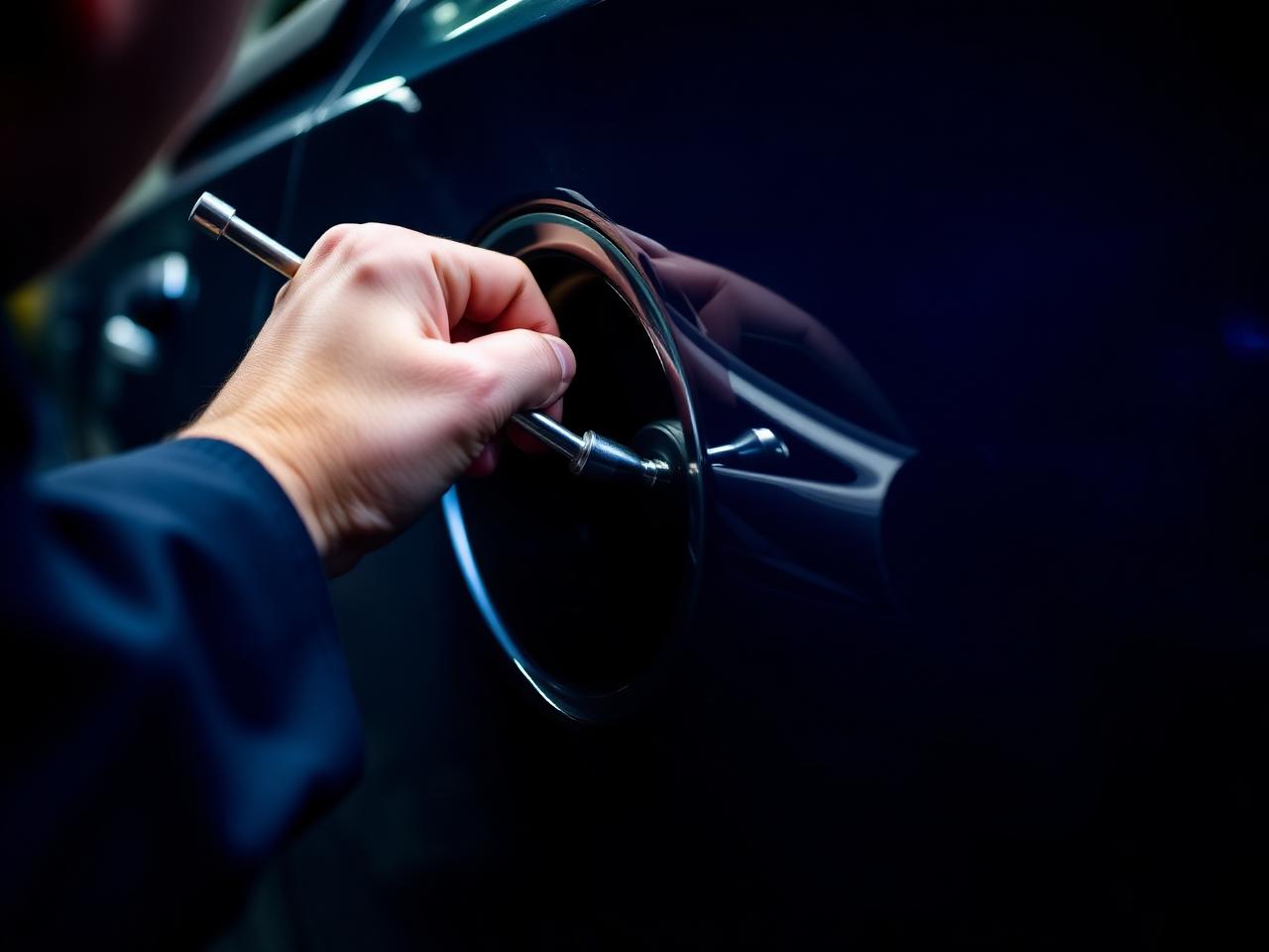 Platinum Dent Solutions technician performing paintless dent repair
